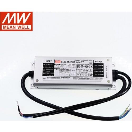 MEAN WELL ELG-75-24B-3Y 75W 3.15A 24V LED Switch Power Supply 110V/220V AC to 24V DC 3.15A waterproof IP67 dimmable led driver