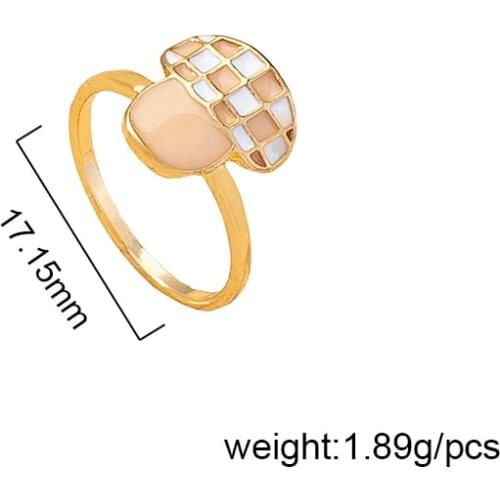 Ins Trendy Gold Colorful Enamel Mushroom Minimalist Irregular Knuckle Finger Rings Korean Fashion Women Party Jewelry