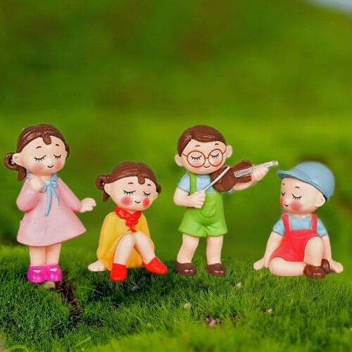 Music Boy Girl Figure Craft Wedding Lover Gift Bonsai Decor Miniature Character Home Car Ornament Fairy Garden Cake Decoration