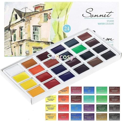 White nights Sonnet Watercolour Paint Set - 24 Whole Pans - for Professionals, Beginners by Nevskaya Palitra from Russia