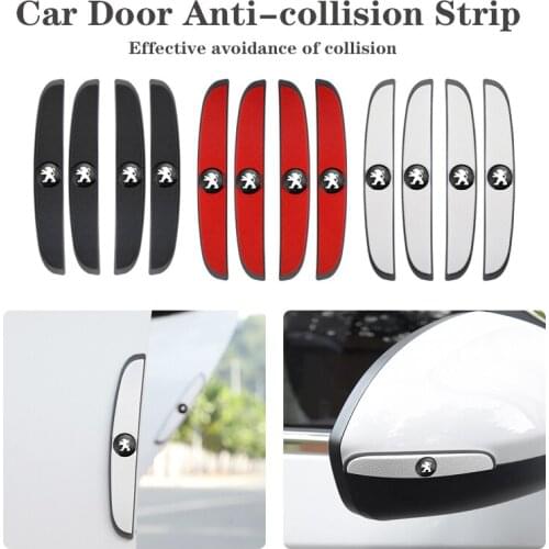 4Pcs Car Styling Door Anti-collision Strip Stickers For Peugeot 106 107 RCZ 205 206 207 208 208GT 301 4008 5008 Manager Partner