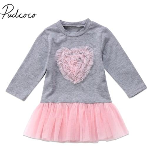 2017 Brand New Toddler Infant Child Kids Baby Girls Long Sleeve Lace Tutu Tulle Dress Lace Mini Dress Outfits Clothes 6M-4T