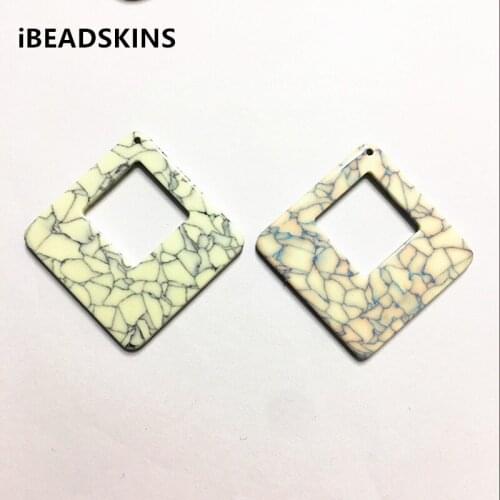 New arrival! 47x47mm 50pcs/lot acetic acid Imitation marble crack effect rhombus-shape charms for earring/Jewelry DIY(As shown)