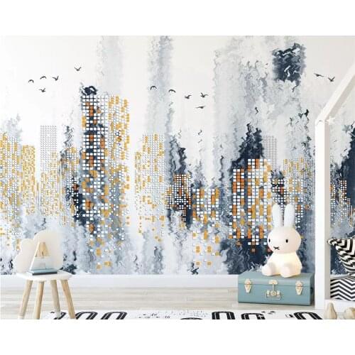 Beibehang Custom wallpaper living room bedroom mural modern abstract minimalist city night TV background wall mural 3d wallpaper