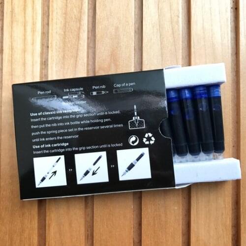 24pcs/Pack Disposable Fountain Pen Standard Cartridge Ink Refills Black Blue Office Writing Pens Replacement Parts