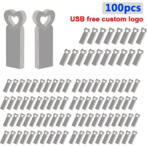 Bulk 100pcs/lot Custom logo free Metal Usb 2.0 Flash Drive Pen Drive 32GB 64GB 128GB High Speed 8GB Flash Memory Stick 16gb 4gb