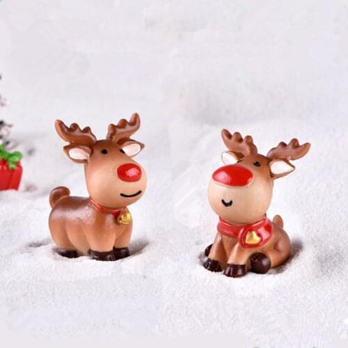 1Pc Mini Christmas Decoration Miniature Santa Claus Snowman Deer Fairy Miniatures Figurines Resin Home Decoration