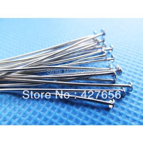 200pcs 50mm 2 inch (2") Silver tone/White K Flat Head Headpins Charm Findings,Jewelry Making,DIY Components,Nickel free