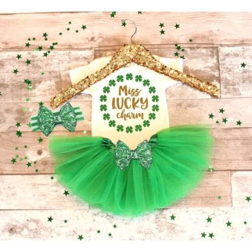 Customize glitter Miss Lucky charm birthday bodysuit onepiece Tutu t shirt legwarmers toodles 1st St. Patricks Outfit set gifts
