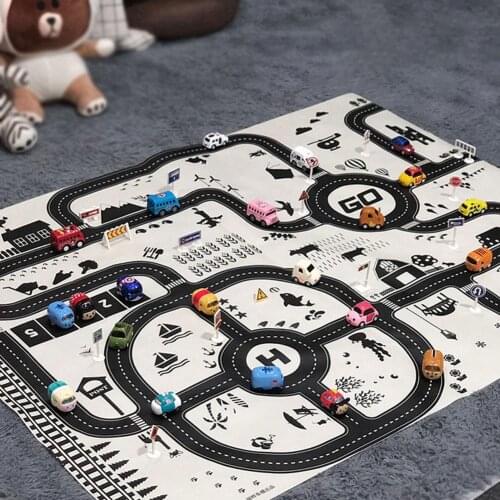 Portable Baby Crawling Mat Waterproof Cartoon Traffic Parking Map Non-woven Fabric Play Mat for Children Game Pad