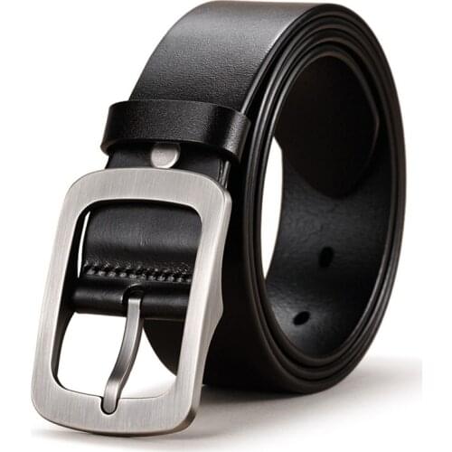 WilliamPOLO Men High Quality Luxury Brand Leather Belt Designer Belts Men Pin Buckle Black Business Trouser Strap 022-024p