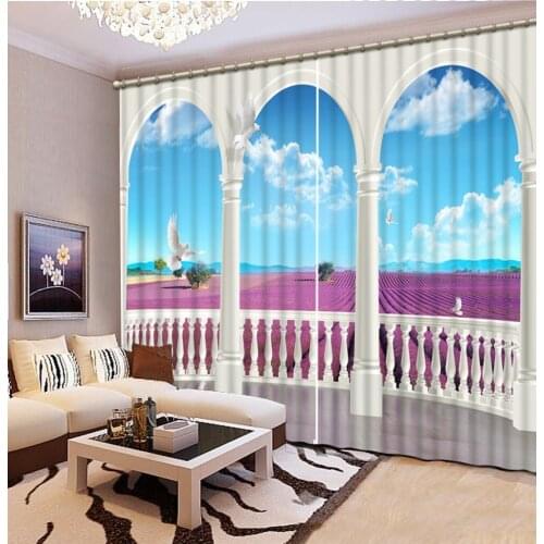 Roman Curtains purple lilac Luxury Blackout 3D Curtains For Living Room office Bedroom purple curtains