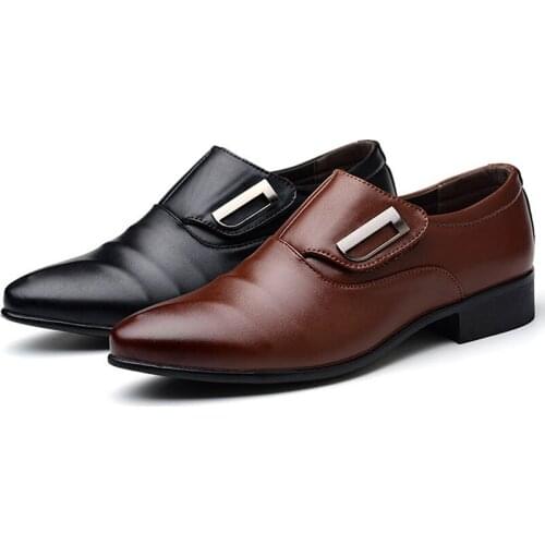 Classic Business Mens Dress Shoes Fashion Elegant Formal Shoes Men Slip On Office Basic Shoes For Men Black