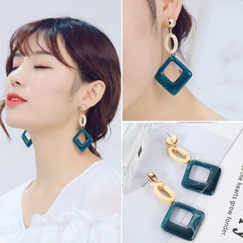 Vintage Round Rhombus Pendant Eardrop Party Earrings Banquet Cocktail Jewelry