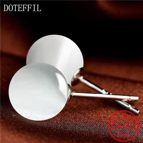 High Quality Real 925 Sterling Silver Fashion Jewelry Round White 8mm Cats Eye Stone Stud Earrings For Women Jewelry