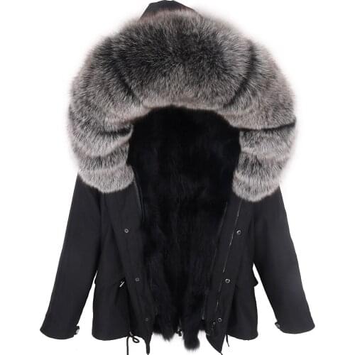 Winter Jacket Women Real Fox Fur Coat Waterproof Short Parka Natural Raccoon Fur Outerwear Hood Streetwear Detachable