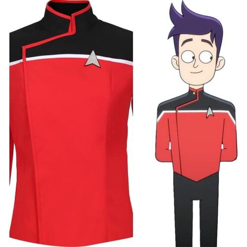 Star Cosplay Trek Lower Decks Season 1Adult Men Uniform Cosplay Costume Shirt Top Only