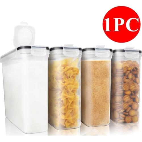 1PCS 2.5L/4L Large Food Container Kitchen Storage Cereal Dispenser BPA Free Plastic for Coffee Sugar Pantry Organization