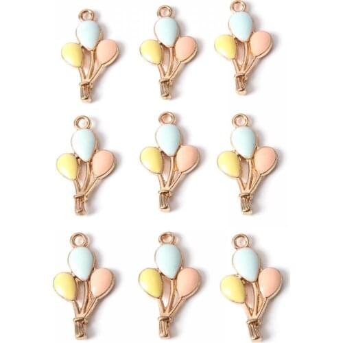 10Pcs Fashion Hot Three Color Air Balloon Alloy Metal Drop Oil Pendants For DIY Jewelry Making Bracelet Necklaces Accessories