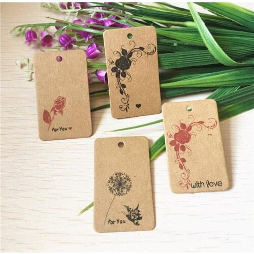 100Pcs/Lot 5*3cm Multi Style Hot Kraft Paper Tags DIY Handmade Crafts Hang Tags Party Labels Gift Wrapping Supplies