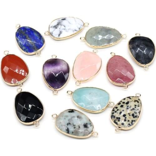 2020 Natural Stone Connectors Faceted irregular Pendants Links Semi-precious Charm for Jewelry Making Necklace 22x38mm