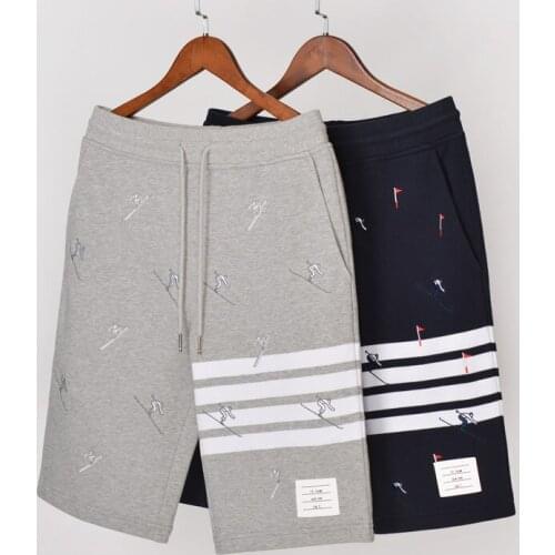 2021 Fashion TB THOM Brand Casual Shorts Men Women High Quality Summer Cotton Sports Trousers Ski Embroidery Jogger Track Pants