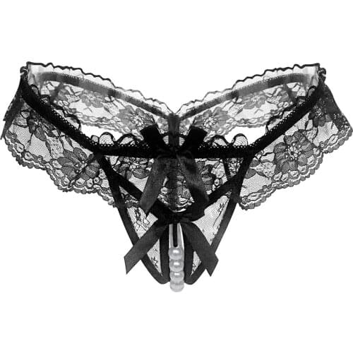 3PCS Sexy Lace Low-Waist Panties Mesh See-Through Women Underwear Briefs Beaded Open Thongs Pornography G String Sex Toys