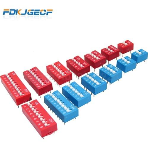 5Pcs Snap Type Switch Module 1 2 3 4 5 6 7 8 Bit 2.54mm Position Way DIP Pitch Toggle Switch Blue Snap Switch Dial Switch