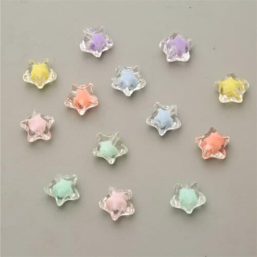 50Pcs 11mm Cute Five-pointed Star Crystal Craft ABS Plastic Flatback Imitation Beads Supplies DIY Jewelry Making Accessories