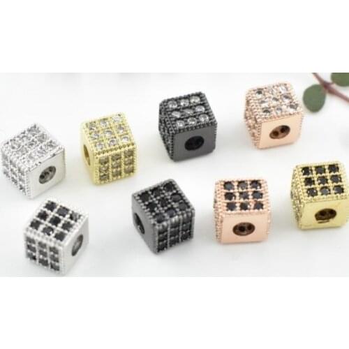 6mm cross crystal micro pave cz zircon cubic zirconia beads copper silver gold black plated bracelet accessories gt3sd