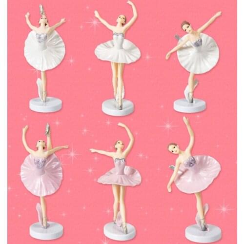 6 Pieces Ballerina Miniature Figurine Ballet Dancer Cake Toppers for Cake Decors
