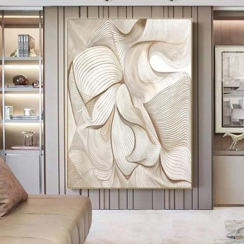 Abstract Beige Lines Pattern Canvas Painting Wood Grain Posters And Prints Wall Art Picture For Living Room Home Decor Aesthetic