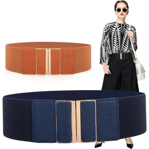 Apparel Accessories 7.5cm Wde Waistband Fashion High Elastic Skirt Dress PU Leather Material Mental Stable Buckles Waist Sealing