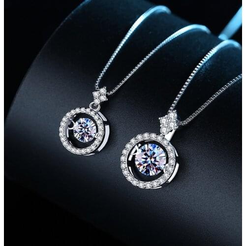 White Moissanite Necklace 1ct 50points 925 Silver Set Zircon Necklaces For Women Wedding Gift A Beating Heart Pendants Jewelry