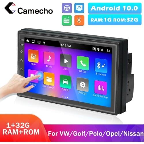 Camecho 2Din 1+32G Android 10.0 7'' Car Stereo Radio GPS Nivagation MP5 Multimedia Player For Volkswagen/Nissan/Toyota/Universal