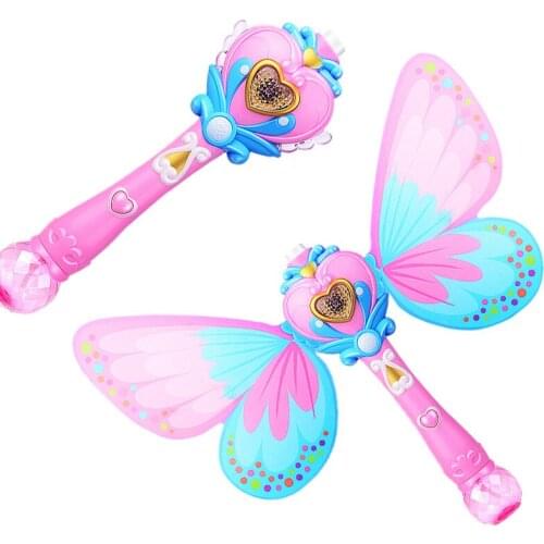 Kids Bubble Machine Electric Magic Wing Wand Automatic Soap Bubble Blowing Gun Blower Machine Light Music Funny Outdoor Girl Toy