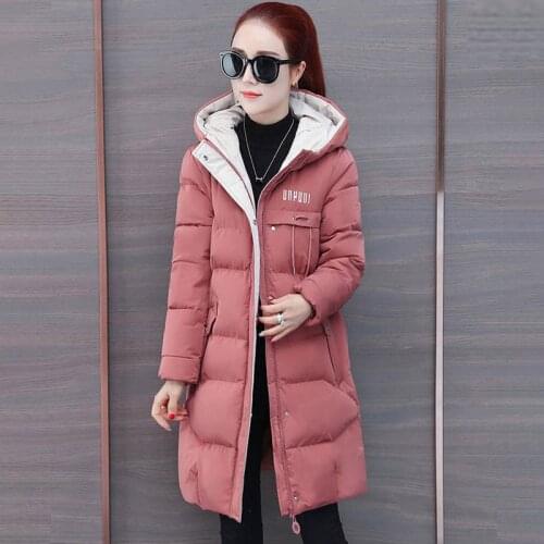 Long Womens winter jacket Plus Size Stand Collar Thick Parkas Woman Hooded Loose Black Puffer Jacket Solid Womens coat