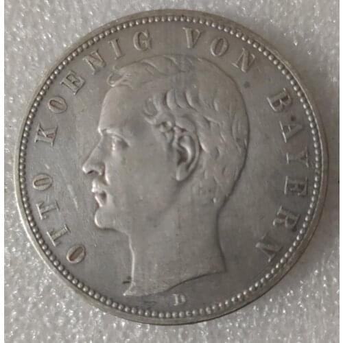 Germany 5 Mark King Otto Bavaria Old 100% Real Silver Original Coins Collectible Coin Europe