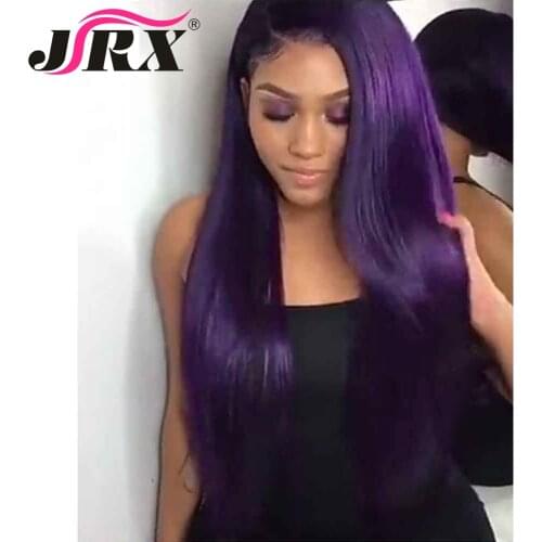 JRX 13x4 Lace Front Human Hair Wigs With Baby Hair Straight Remy Hair Dark Purple Colored Brazilian Lace Closure Wigs For Women