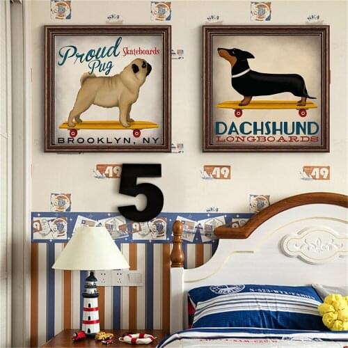 Skateboarding Dog Cartoon Decorative Art Canvas Painting Wall Art Picture for Office Living Room Home Decor Freshen Up The House