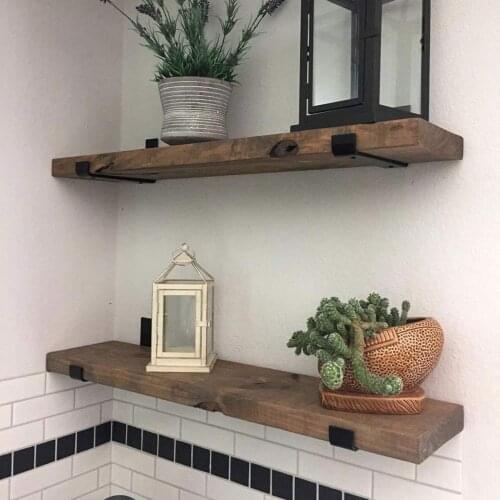 2pcs/set Rustic L-shaped Metal Shelf Brackets Art Wall Mount Kitchen Storage
