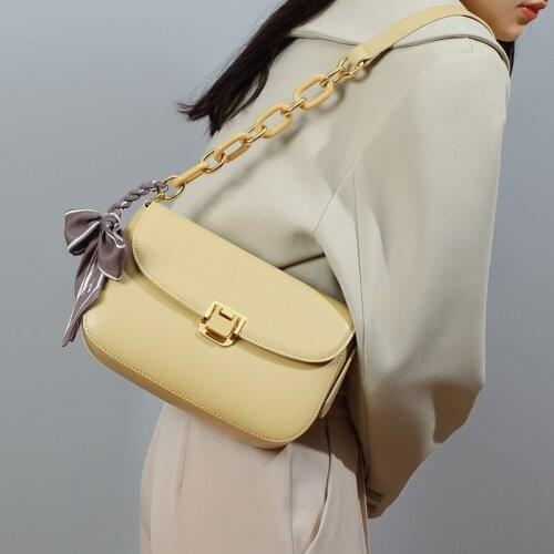 Small Bag 2021 New Tide Leather Diagonally Slant Womens Bag Fashion High Sense Summer Foreign Gas Chain One-shoulder Armpit Bag