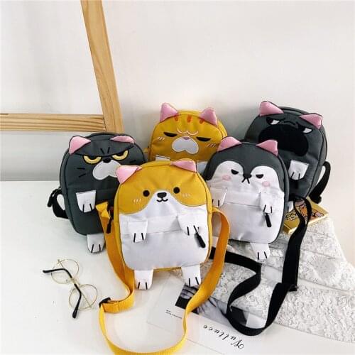 Cartoon Animal Shiba Inu Husky Cat Mini Messenger Bag Cartoon Casual Bag Girls Phone Bag Canvas Shoulder Bags