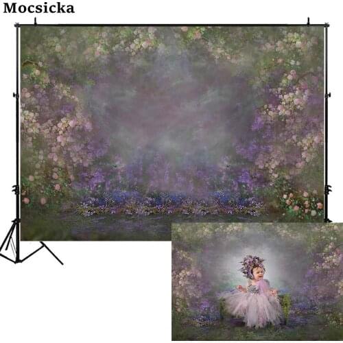 Mocsicka Hand Painted Flower Photography Backdrop Fantasy Baby Kid Portrait Photo Background Photocall Birthday Decoration Props