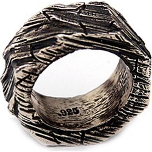 BOCAI real New personality handmade real s925 pure silver ring for men polygonal retro rock style five-pointed star mens ring