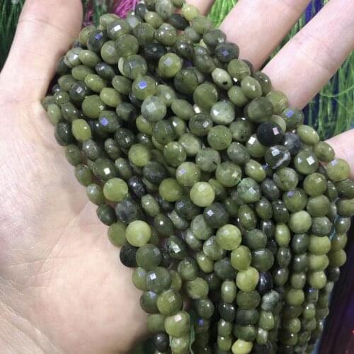 Natural Stone Canadian Jades Beaded Faceted Round shape Loose Spacer Beads For Jewelry Making DIY Necklace Bracelet Accessories