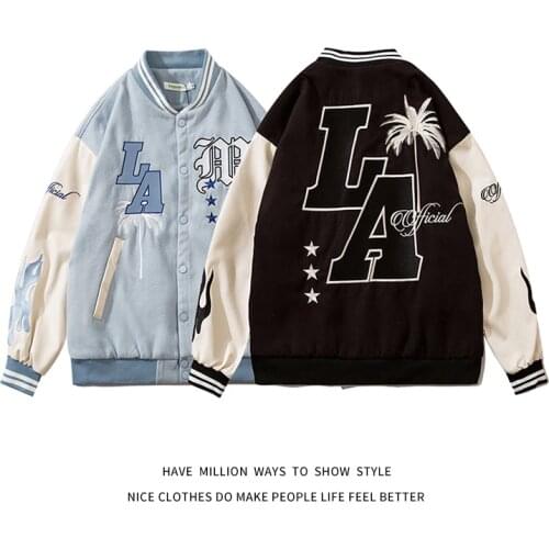 2021 New Autumn Letter Embroid Patchwork Womens Baseball Varsity Jacket Unisex Mens Bomber Coat Campus High Street Hip Hop