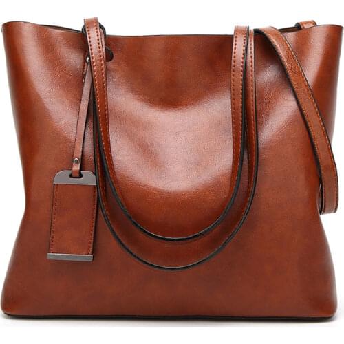 2021 Solid Color Shoulder Bags For Women Soft Pu Leather Bags Casual Totes For Female All-Match Ladies High-Capacity Handbags