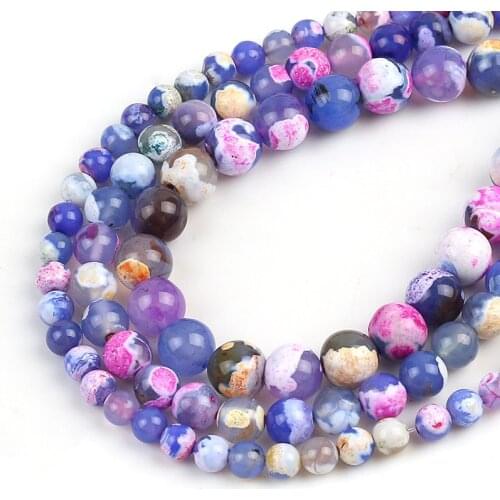 Wholesale Purple Mix and Match Agates Beads Natural Stone Round Loose Spacer Beads for Jewelry Making DIY Bracelet 15''6/8/10mm