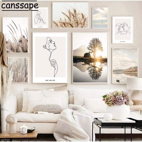 Landscape Canvas Paintng Abstract Figure Wall Art Posters Grass Wheat Print Modern Art Paintings Living Room Home Decoration